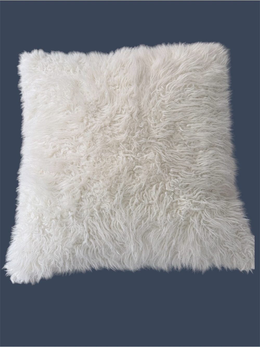 Large, Mongolian or "shaggy" style decorative square pillow or floor pillow